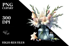 Watercolor Bottle Filled with Large Gladiolus | Sublimation Product Image 2
