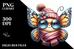 Funny Cute Butterfly Scarf Head | Sublimation Clipart Product Image 1