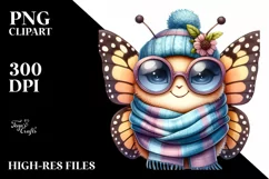 Funny Cute Butterfly Scarf Head | Sublimation Clipart Product Image 1