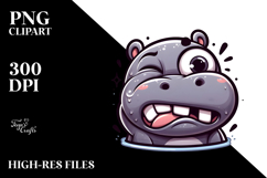 Dramatic Hippo with Winking Eye, Trending PNG Product Image 2