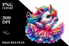 Baby Unicorn with Mambo Dancer's Dress, PNG Format Product Image 1