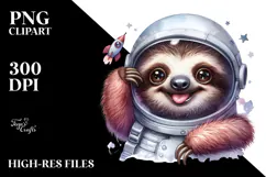 Cute Baby Sloth with Astronaut Helmet PNG Product Image 2
