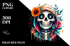 Spooky Skeleton with Flower PNG Product Image 2