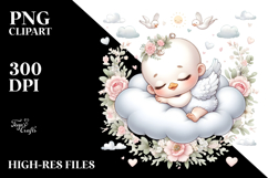 Cute Baby Swan Sleeping on Cloud Clipart Product Image 2