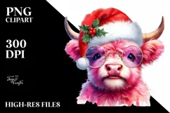 Excited Winter Highland Cow, PNG Product Image 2