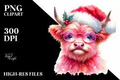 Excited Winter Highland Cow, PNG Product Image 2