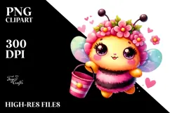 Cute Baby Bee with Bubbly Bucket PNG Product Image 2