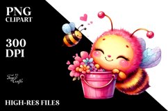 Cute Baby Bee with Bubbly Bucket PNG Product Image 2