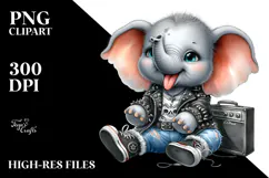 Cute Baby Elephant Rocker PNG Product Image 2