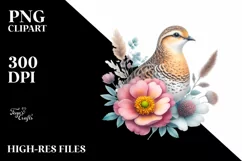 Vibrant Sandgrouse Above Flower | Sublimation Clipart Product Image 3