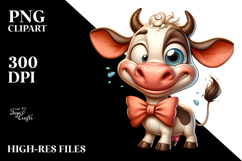 Innocent Holstein Calf with Bow PNG Product Image 1