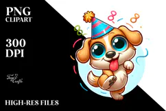 Dancing Puppy with Party Hat, Trending PNG Product Image 2
