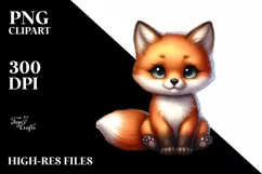 Funny Cute Baby Fox Sitting | Sublimation | Clipart Product Image 1