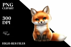 Funny Cute Baby Fox Sitting | Sublimation | Clipart Product Image 3