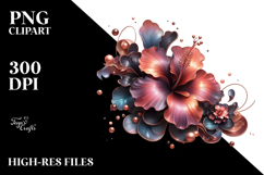 Glossy Hibiscus with Metallic Insertions PNG Product Image 2