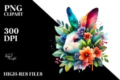 Abstract Vibrant Watercolor Bunny PNG Product Image 3