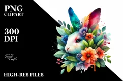 Abstract Vibrant Watercolor Bunny PNG Product Image 3