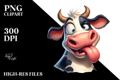 Playful Watercolor Cow with Goofy Expression, High-Res PNG Product Image 2