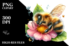 Digital Baby Bee Sleeping on Flower, Transparent PNG Product Image 2