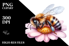 Digital Baby Bee Sleeping on Flower, Transparent PNG Product Image 2
