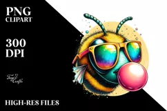 Colorful Bee Portrait with Sunglasses | Clipart Product Image 3