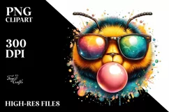 Colorful Bee Portrait with Sunglasses | Clipart Product Image 3
