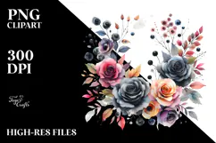 Colorful Black Roses Watercolor Product Image 2