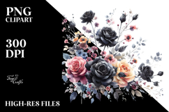 Colorful Black Roses Watercolor Product Image 2