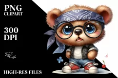 Watercolor Baby Bear Bandana Clipart Product Image 1