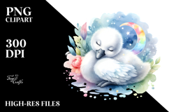 Colorful Cute Baby Swan Sleeping Clipart Product Image 2