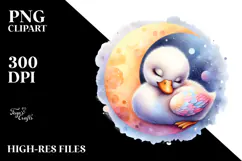 Colorful Cute Baby Swan Sleeping Clipart Product Image 2