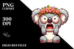 Dramatic Koala with Flower Crown, Trending PNG Product Image 2