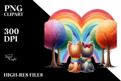 Rainbow with Yorkshire Terrier in Watercolor PNG Product Image 2