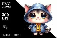 Watercolor Baby Cat Hat Clipart Product Image 1