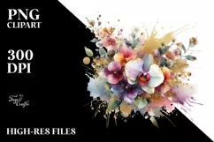 Colorful Bouquet with Orchid Splash | Sublimation Clipart Product Image 1