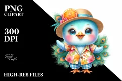 Colorful Baby Peacock Dressed for Summer | Clipart Product Image 3