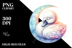 Vibrant Swan Sleeping on Moon Clipart Product Image 2