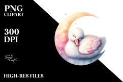 Vibrant Swan Sleeping on Moon Clipart Product Image 2