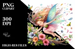 Fairy Tumbling with Flower Petals Clipart Product Image 3
