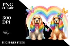 Rainbow with Cocker Spaniel in Watercolor PNG Product Image 2