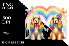 Rainbow with Cocker Spaniel in Watercolor PNG Product Image 2