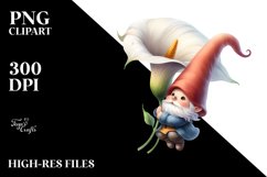 Adorable Gnome with Calla Lily, PNG Product Image 2
