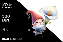 Adorable Gnome with Calla Lily, PNG Product Image 2
