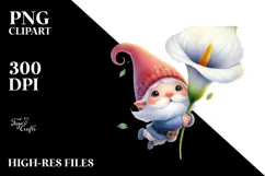 Adorable Gnome with Calla Lily, PNG Product Image 2