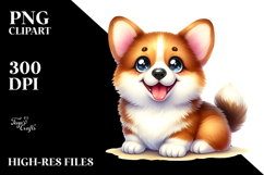 Watercolor Baby Pembroke Welsh Corgi Cartoon, Transparent Product Image 2