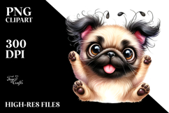 Cute Watercolor Pug Image, PNG Product Image 2