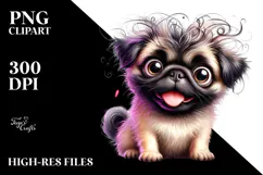 Watercolor Cute Pug with Big Eyes PNG Product Image 2