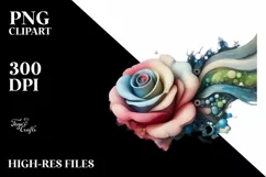 Colorful Abstract Pastel Wooden with Small Stained Rose, Product Image 1