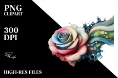 Colorful Abstract Pastel Wooden with Small Stained Rose, Product Image 2