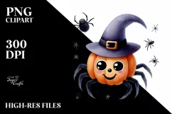 Funny Spider Halloween Clipart PNG Product Image 1